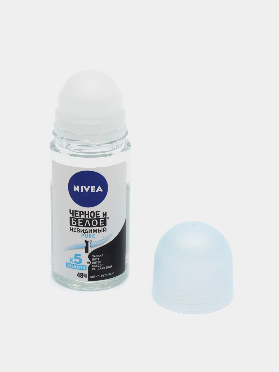 Дезодорант-антиперспирант шариковый NIVEA "Черное и белое невидимый Pure", женский, 50 мл