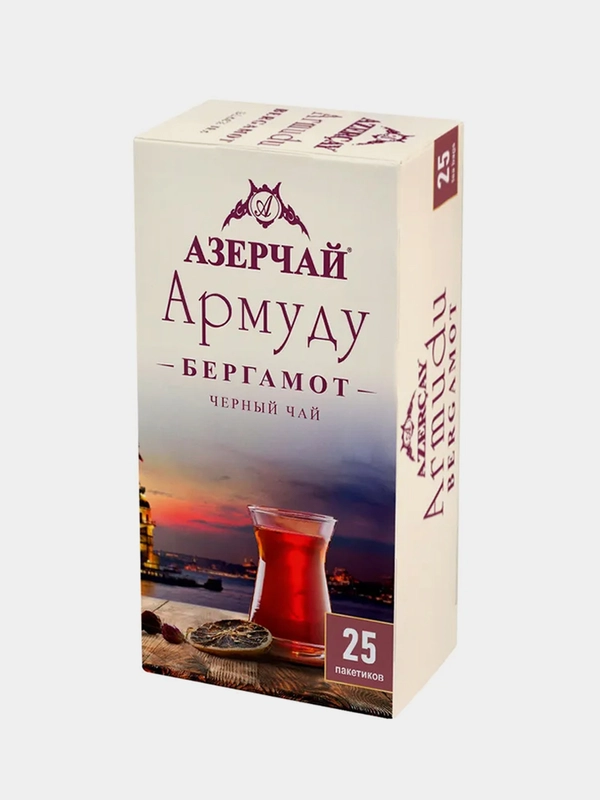 Чай черный АЗЕРЧАЙ Армуду, с ароматом бергамота, 25 пакетиков по 1,6 г