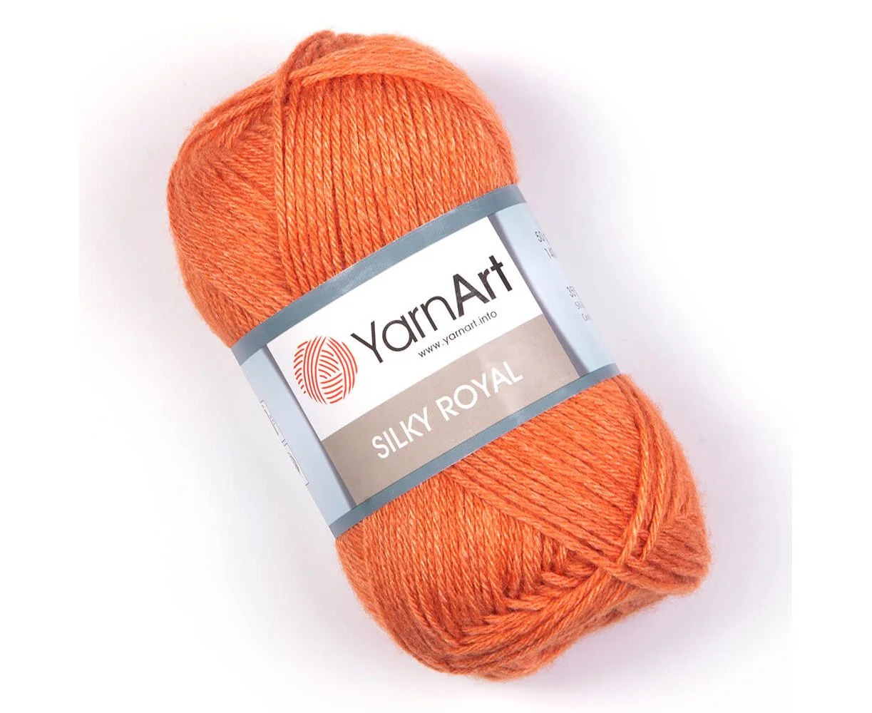 Оранжевый пряжа YarnArt Silky Royal, 50г/140м, шелк Rayon и мериносовая шерсть