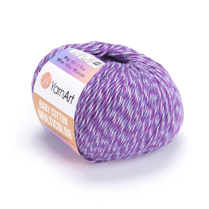 Фиолетовый пряжа YarnArt Baby cotton multicolor, 50г/165м, 50% акрил, 50% хлопок