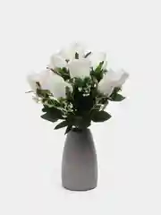 Белый искусственные розы, букет, 12 шт
