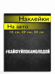 Наклейка на авто виниловая КАЙФУЙПОКАМОЛОДОЙ 10, 20, 30 см