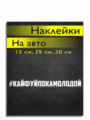 Наклейка на авто виниловая КАЙФУЙПОКАМОЛОДОЙ 10, 20, 30 см