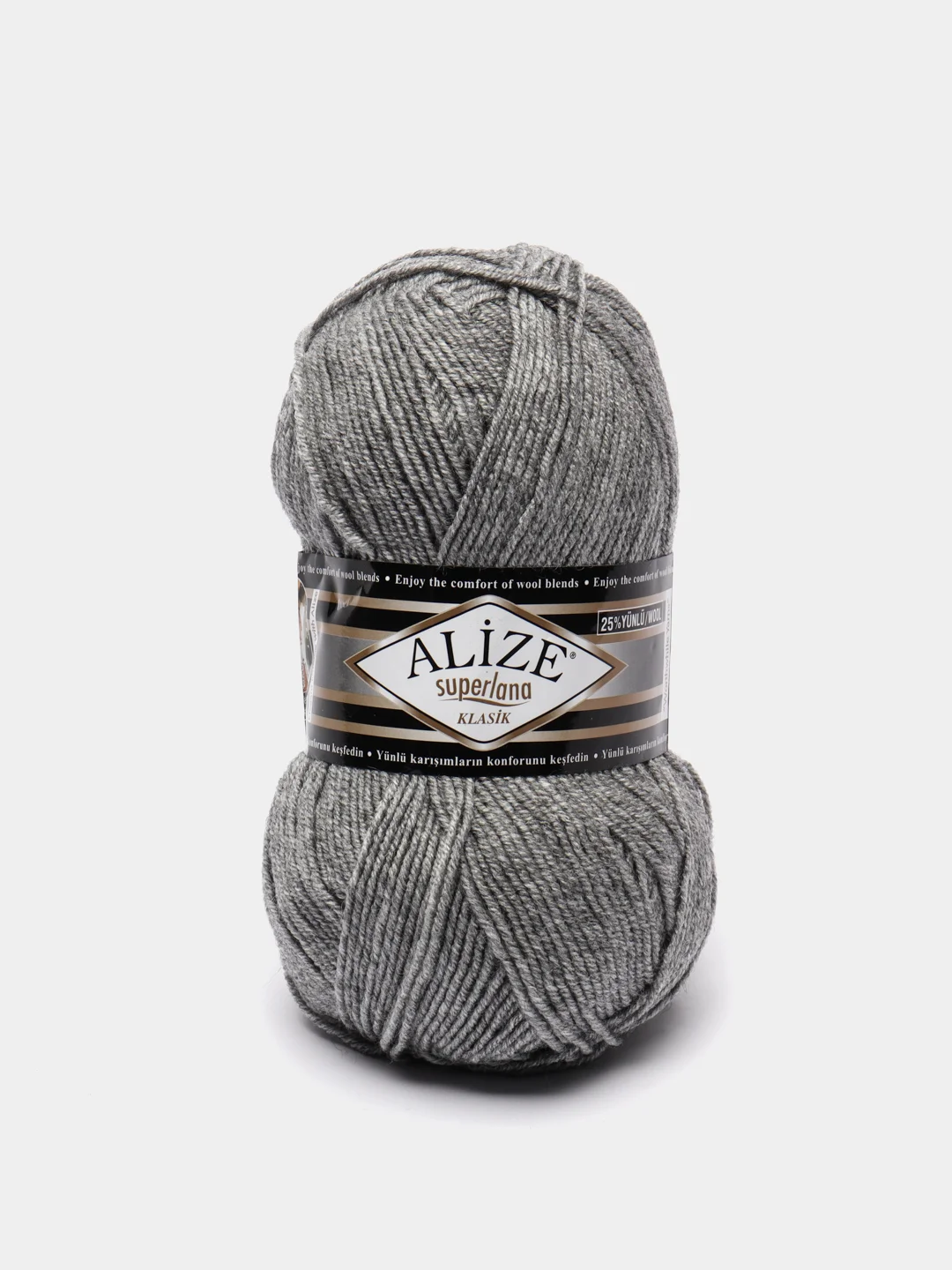Серый пряжа Alize Superlana Klasik,  25% Шерсть 75% Акрил, 100 г, 280 м