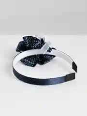 Серебряный школьный ободок для волос, с бантиком