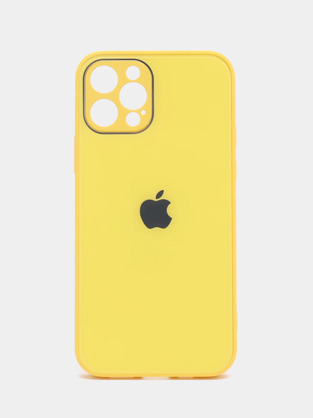 Желтый чехол силиконовый для iPhone 7/8/7 Plus/11/12/13 Pro Max/12 Pro, со стеклянной панелью