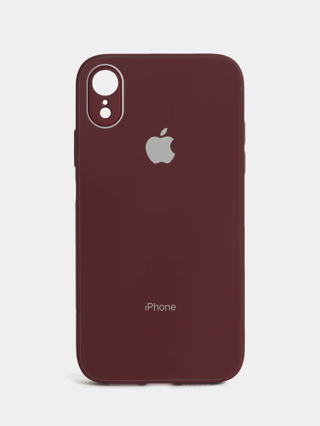 Бордовый чехол силиконовый для iPhone 7/8/7 Plus/11/12/13 Pro Max/12 Pro, со стеклянной панелью
