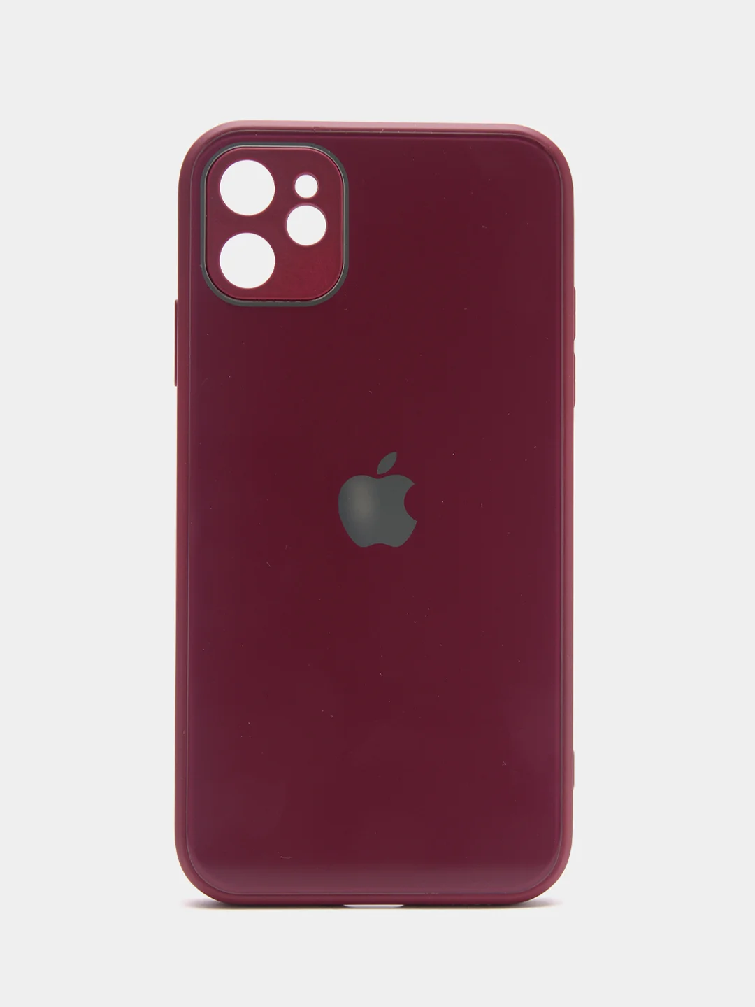 Бордовый чехол силиконовый для iPhone 7/8/7 Plus/11/12/13 Pro Max/12 Pro, со стеклянной панелью