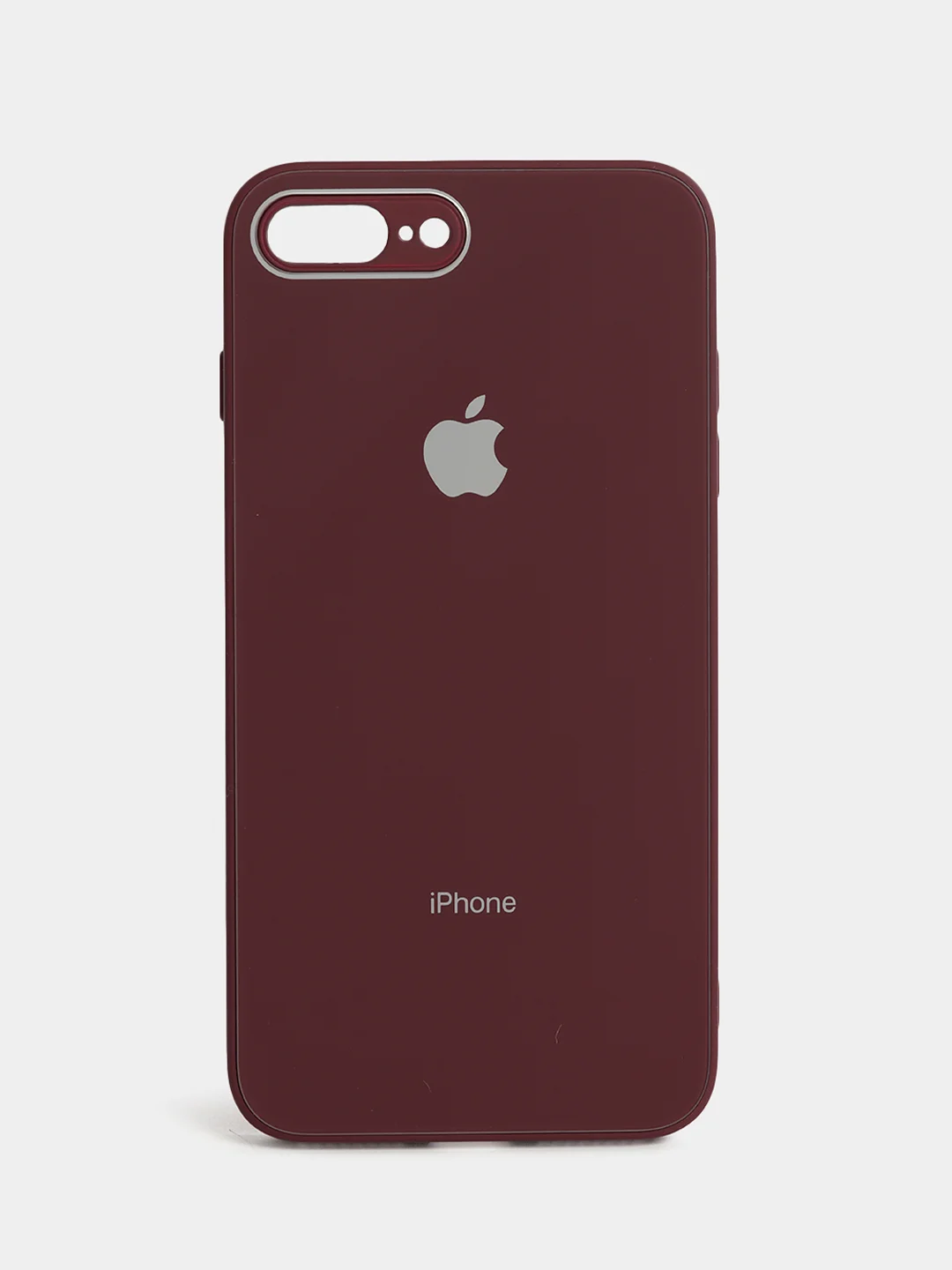 Бордовый чехол силиконовый для iPhone 7/8/7 Plus/11/12/13 Pro Max/12 Pro, со стеклянной панелью