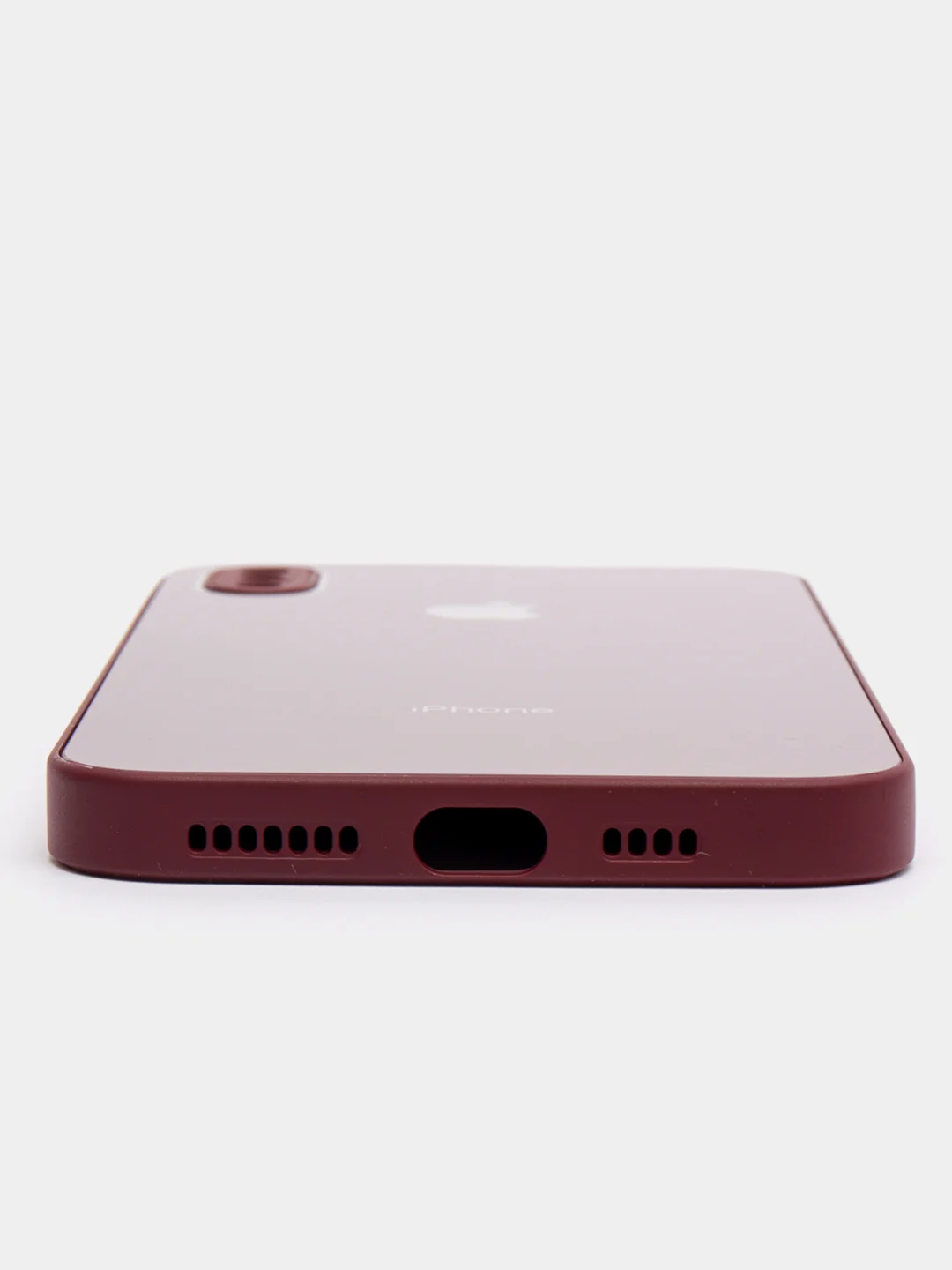 Бордовый чехол силиконовый для iPhone 7/8/7 Plus/11/12/13 Pro Max/12 Pro, со стеклянной панелью