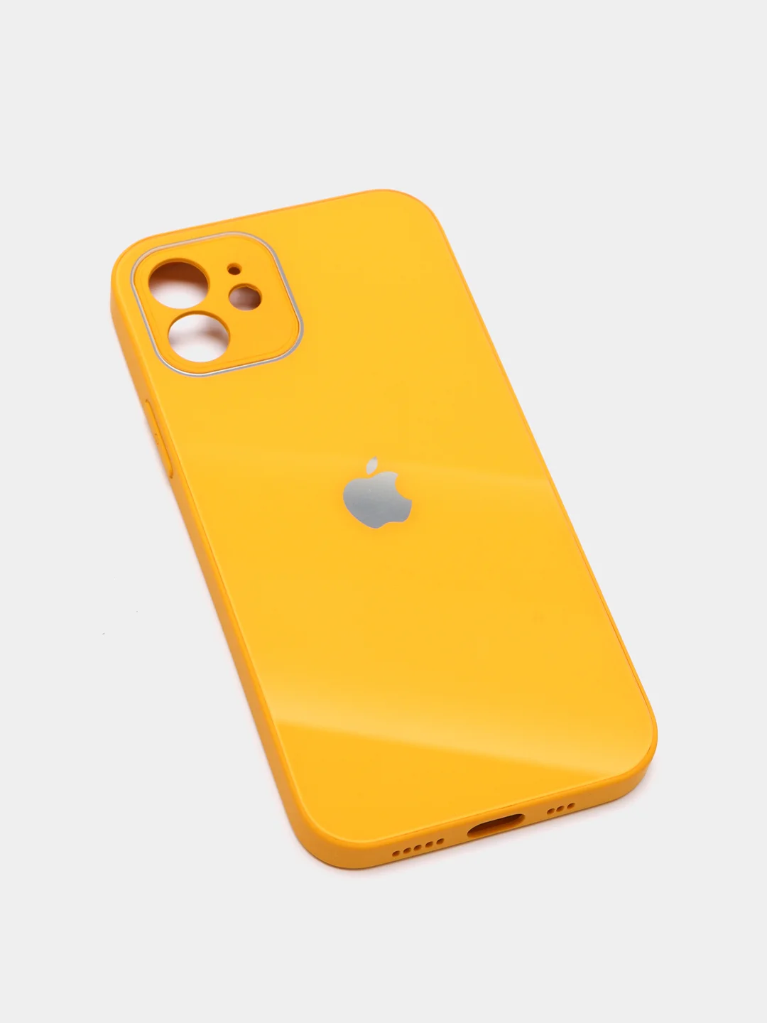 Горчичный чехол силиконовый для iPhone 7/8/7 Plus/11/12/13 Pro Max/12 Pro, со стеклянной панелью