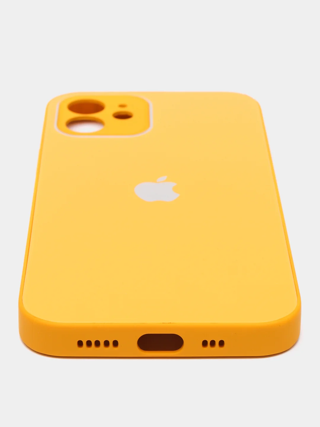 Горчичный чехол силиконовый для iPhone 7/8/7 Plus/11/12/13 Pro Max/12 Pro, со стеклянной панелью
