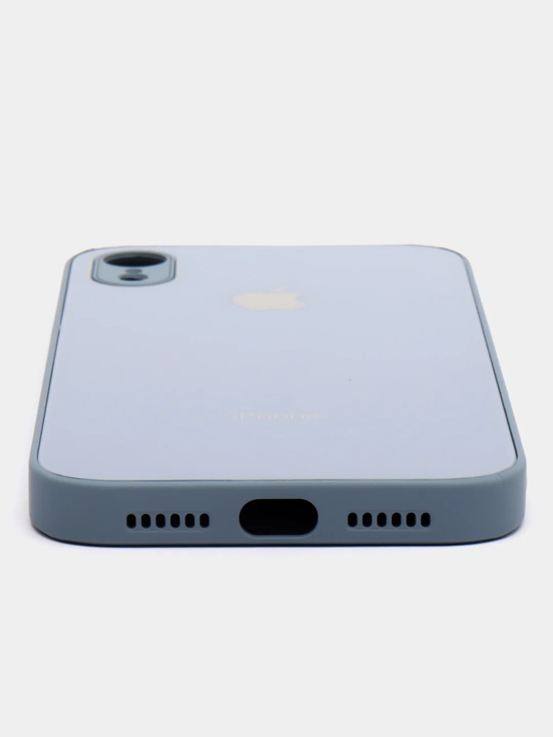 Небесно-голубой чехол силиконовый для iPhone 7/8/7 Plus/11/12/13 Pro Max/12 Pro, со стеклянной панелью