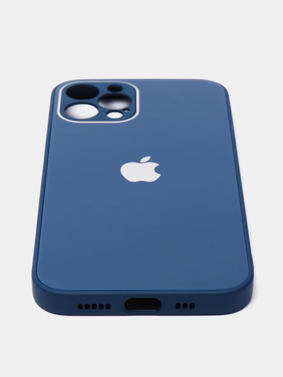 Темно-синий чехол силиконовый для iPhone 7/8/7 Plus/11/12/13 Pro Max/12 Pro, со стеклянной панелью