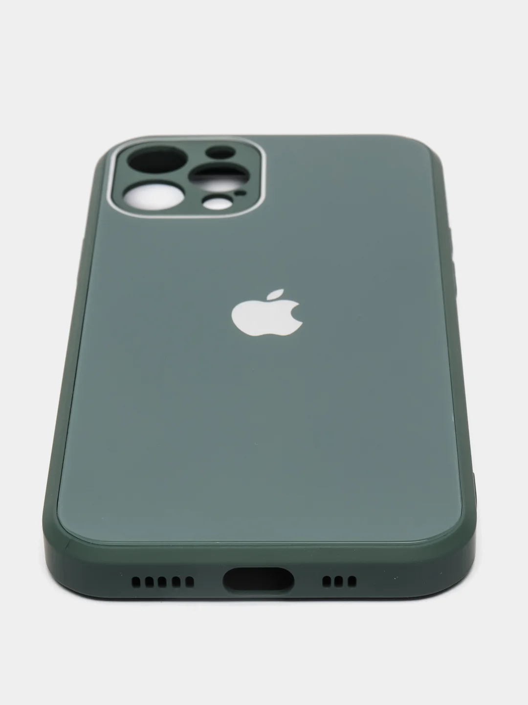 Зеленый чехол силиконовый для iPhone 7/8/7 Plus/11/12/13 Pro Max/12 Pro, со стеклянной панелью