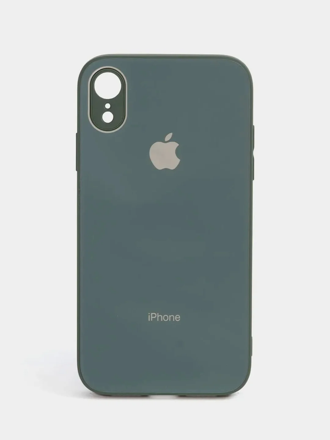 Оливковый чехол силиконовый для iPhone 7/8/7 Plus/11/12/13 Pro Max/12 Pro, со стеклянной панелью