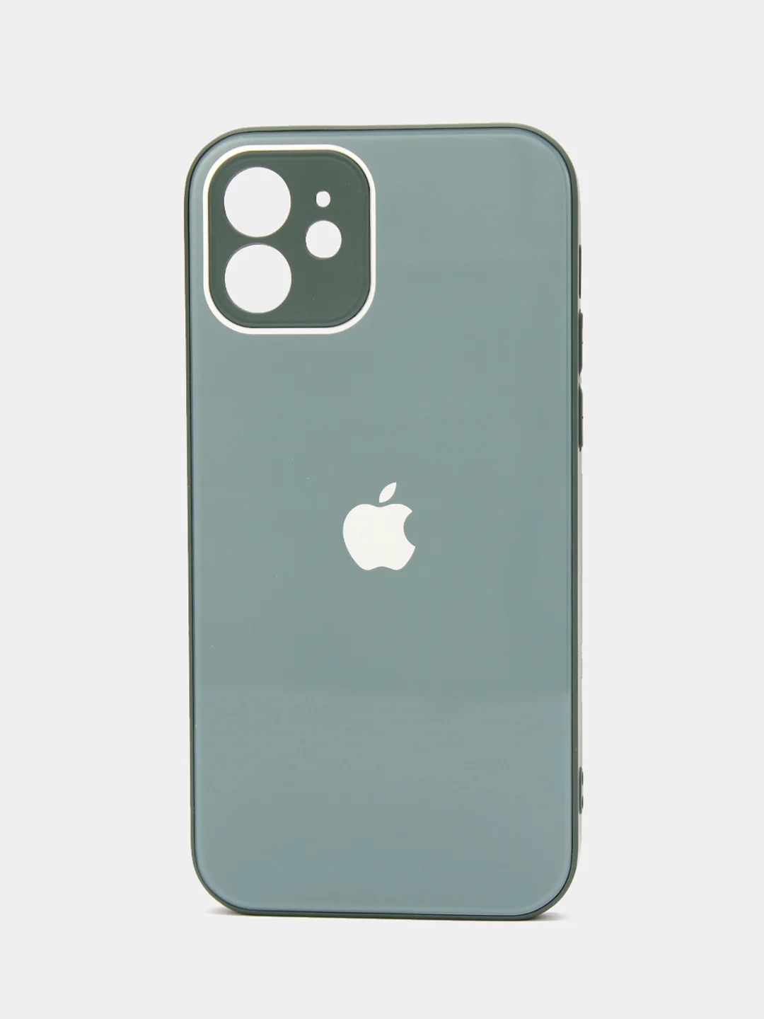 Оливковый чехол силиконовый для iPhone 7/8/7 Plus/11/12/13 Pro Max/12 Pro, со стеклянной панелью