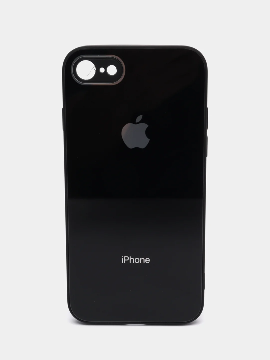 Черный чехол силиконовый для iPhone 7/8/7 Plus/11/12/13 Pro Max/12 Pro, со стеклянной панелью
