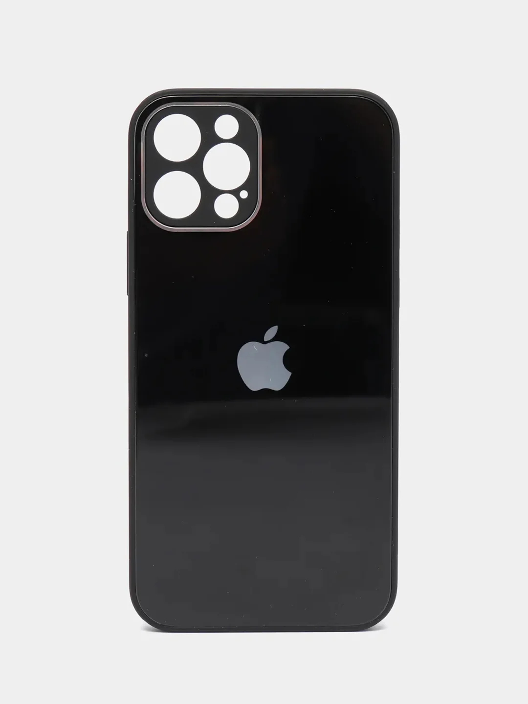 Черный чехол силиконовый для iPhone 7/8/7 Plus/11/12/13 Pro Max/12 Pro, со стеклянной панелью