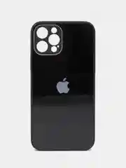 Черный чехол силиконовый для iPhone 7/8/7 Plus/11/12/13 Pro Max/12 Pro, со стеклянной панелью