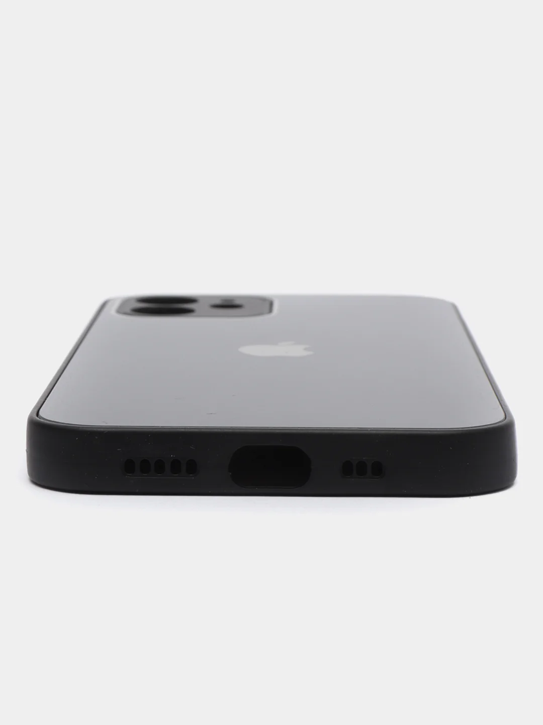Черный чехол силиконовый для iPhone 7/8/7 Plus/11/12/13 Pro Max/12 Pro, со стеклянной панелью