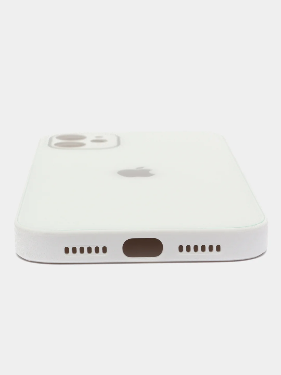 Белый чехол силиконовый для iPhone 7/8/7 Plus/11/12/13 Pro Max/12 Pro, со стеклянной панелью