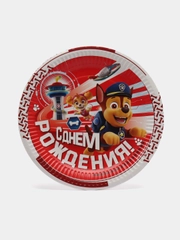 Тарелки "Щенячий Патруль. С Днем Рождения!", красный, 6 штук