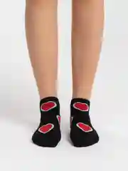 Черный носки женские короткие сердечки