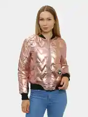 Розовый куртка женская короткая демисезонная бомбер для автоледи