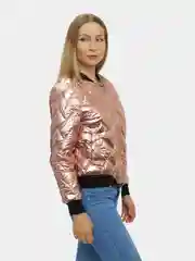 Розовый куртка женская короткая демисезонная бомбер для автоледи