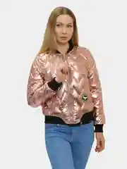 Розовый куртка женская короткая демисезонная бомбер для автоледи