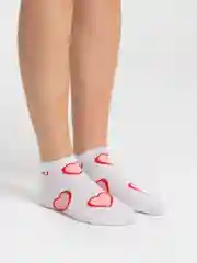 Белый носки женские короткие сердечки