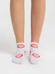 Белый носки женские короткие сердечки