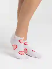 Белый носки женские короткие сердечки