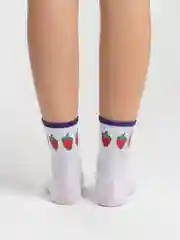 Фиолетовый носки женские, высокие, белые, с принтом