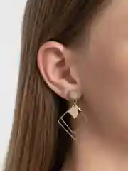 Зелёный хаки женские серьги "Ромбы", 3 цвета