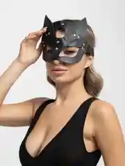 Черный маска кошки кожаная, маскарадная, для ролевых игр, БДСМ