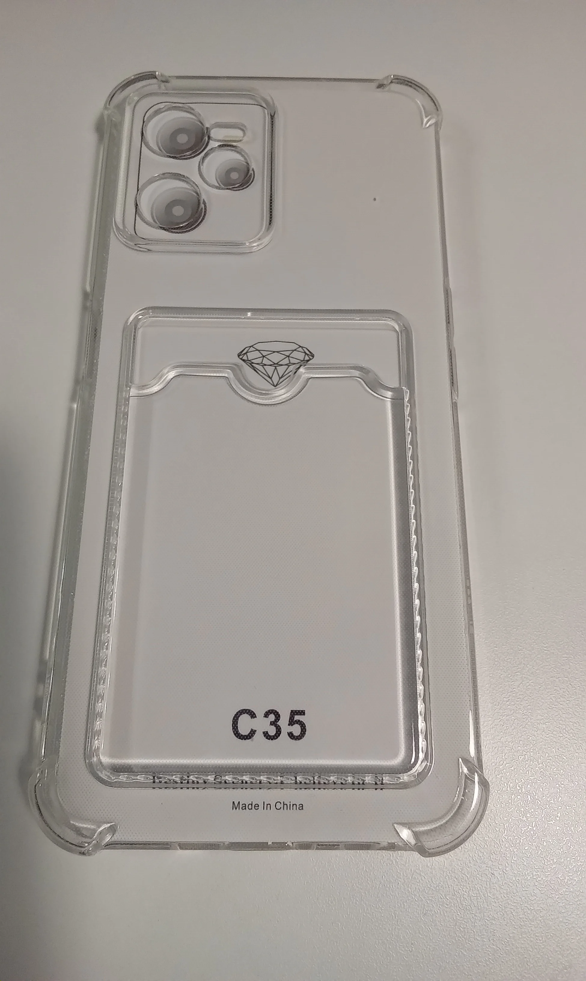Прозрачный чехол для Realme C35 с бархатом внутри и защита камеры