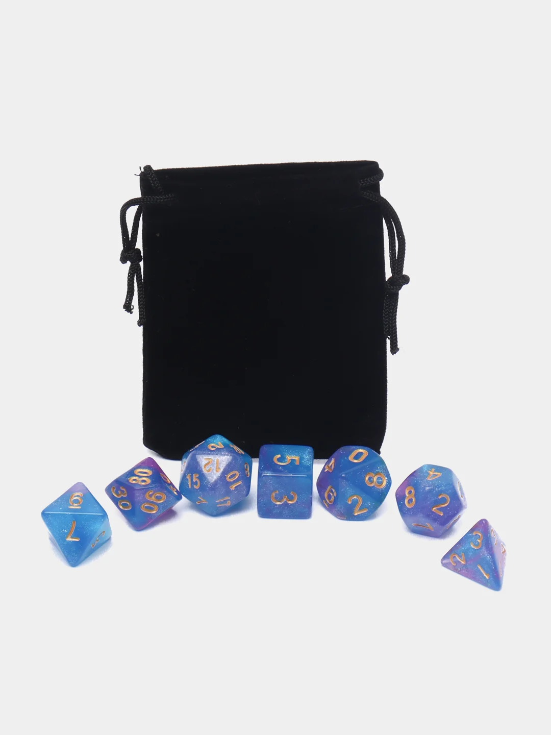 Фиолетовый дайсы-кубики "Галактика" для Dungeons and Dragons (ДнД), 7 штук