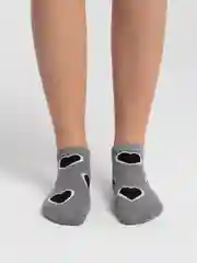 Серый носки женские короткие сердечки