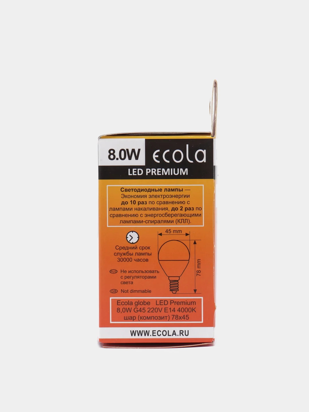 Лампа светодиодная Ecola LED Premium, 8W, 220V, E14, 4000К, белый