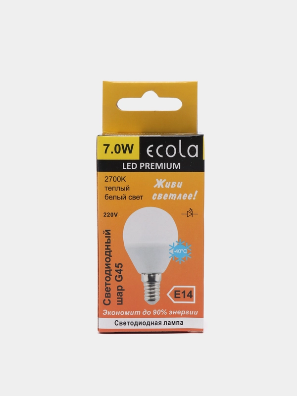 Лампа светодиодная Ecola (0% коэф. пульсации) 7W 220V E14 Шар 2700К (теплый)