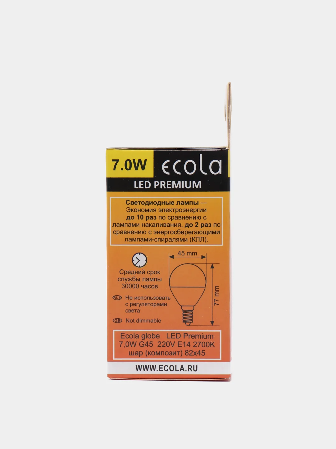 Лампа светодиодная Ecola (0% коэф. пульсации) 7W 220V E14 Шар 2700К (теплый)