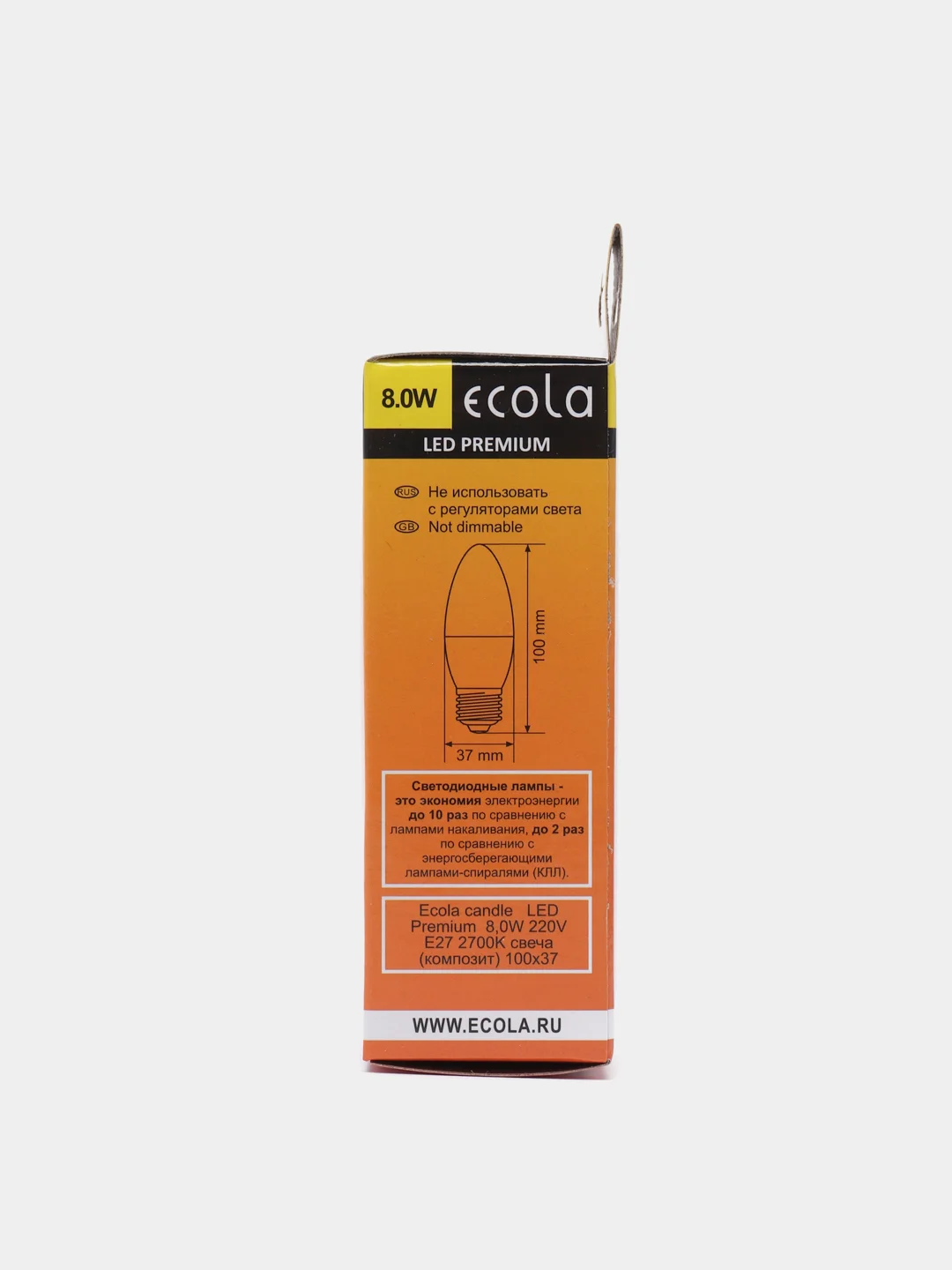 Лампа светодиодная Ecola LED Premium (0% коэф. пульсации) 8W 220V Свеча E27 2700К (теплый)