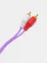 Фиолетовый аудио кабель аукс на тюльпаны 3.5 на 2RCA, 1.5 метра
