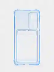 Голубой чехол противоударный Xiaomi 12 / 12X / 12S, Сяоми 12, 12X, 12С прозрачный с карманом для карты