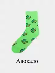 Салатовый носки длинные унисекс с принтом фруктов, размер 37-41