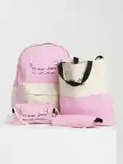 Розовый комплект школьный: рюкзак, пенал, шоппер, кошелек, 4 цвета