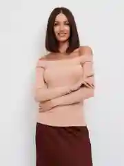 Бежевый джемпер с открытыми плечами TACHIQUE
