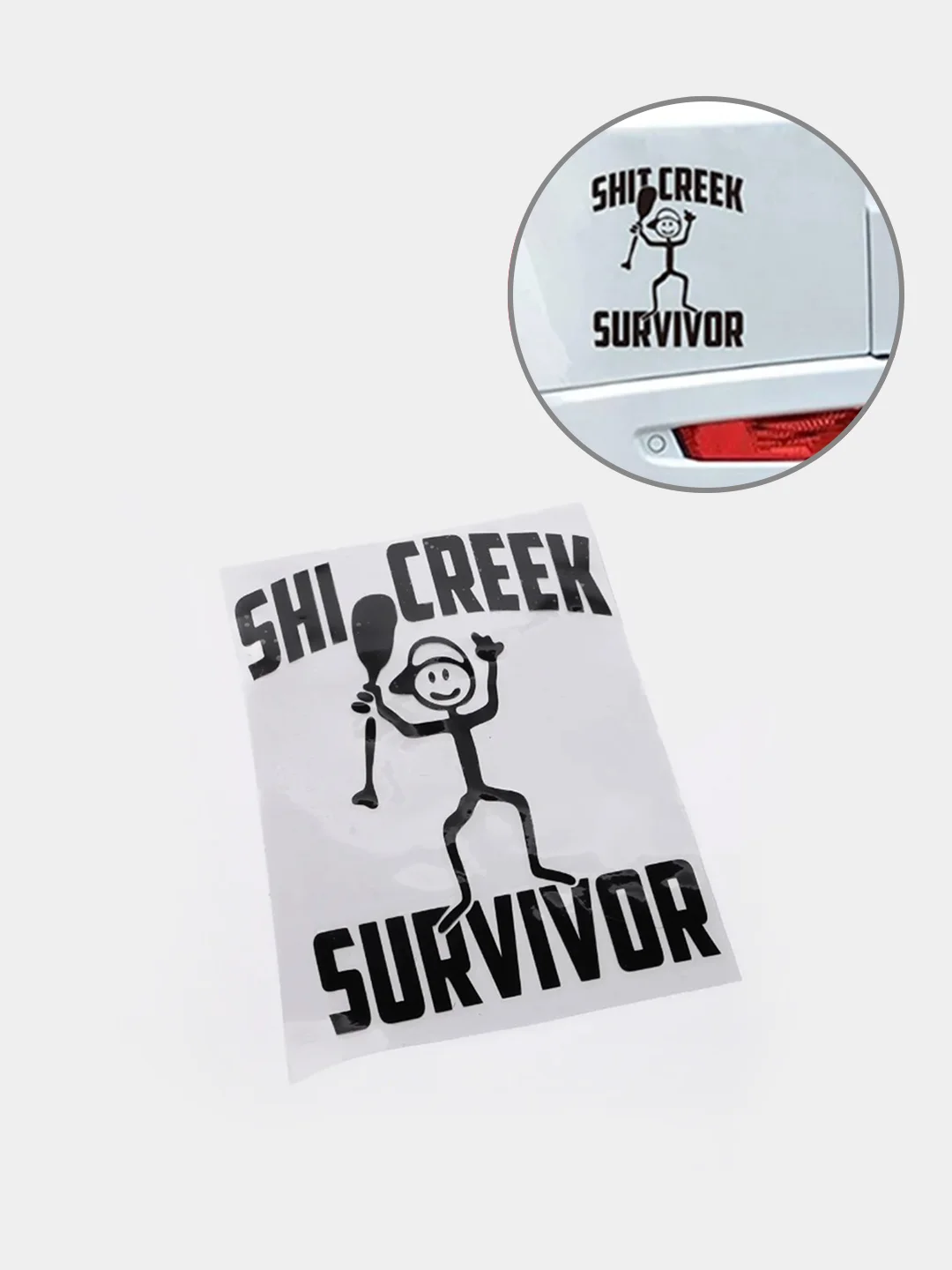 Черный наклейка на авто "Shit creek survivor"